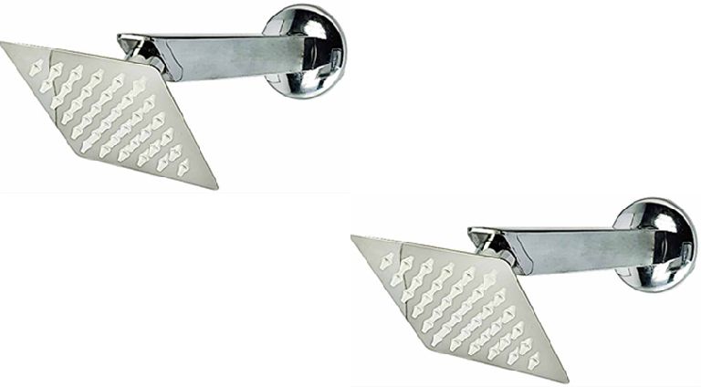 Overhead Heavy Shower 4x4 Ultra Slim with 9" inch Square Shower Arm and C.P Flange(Set of 2)