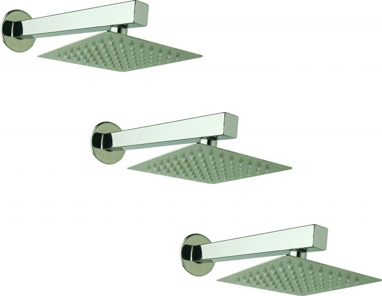 Overhead Shower 6x6 Ultra Slim with 12" inch Square Shower Arm and C.P Flange (Set of 3pcs)